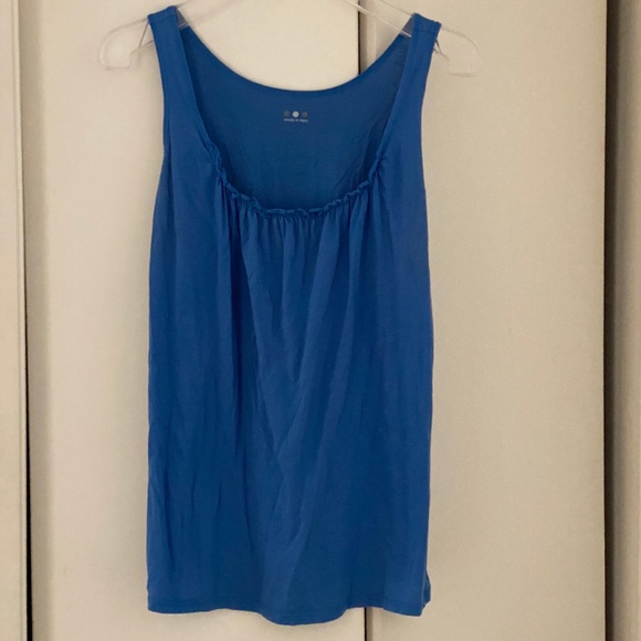 Three Dots I Anthro I Blue Ruffle-Top Tank Top - Picture 2 of 12